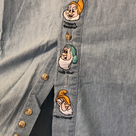 Vintage The Disney Catalog seven dwarfs denim button up size Large - Picture 2 of 8